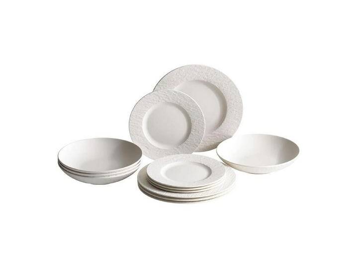 Villeroy & Boch Kombiservice Manufacture Rock Blanc Tafelservice 12er Set (12-tlg), Porzellan, weiß von Villeroy-&-Boch