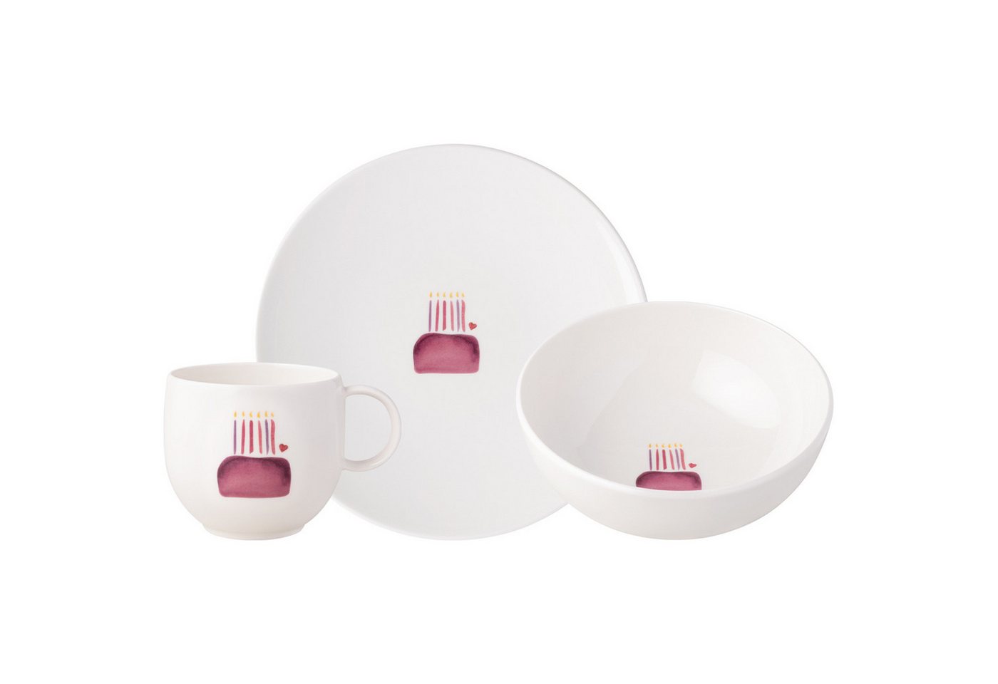 Villeroy & Boch Kombiservice With Love Frühstücksset Happy Birthday 3er Set (3-tlg), Porzellan von Villeroy & Boch