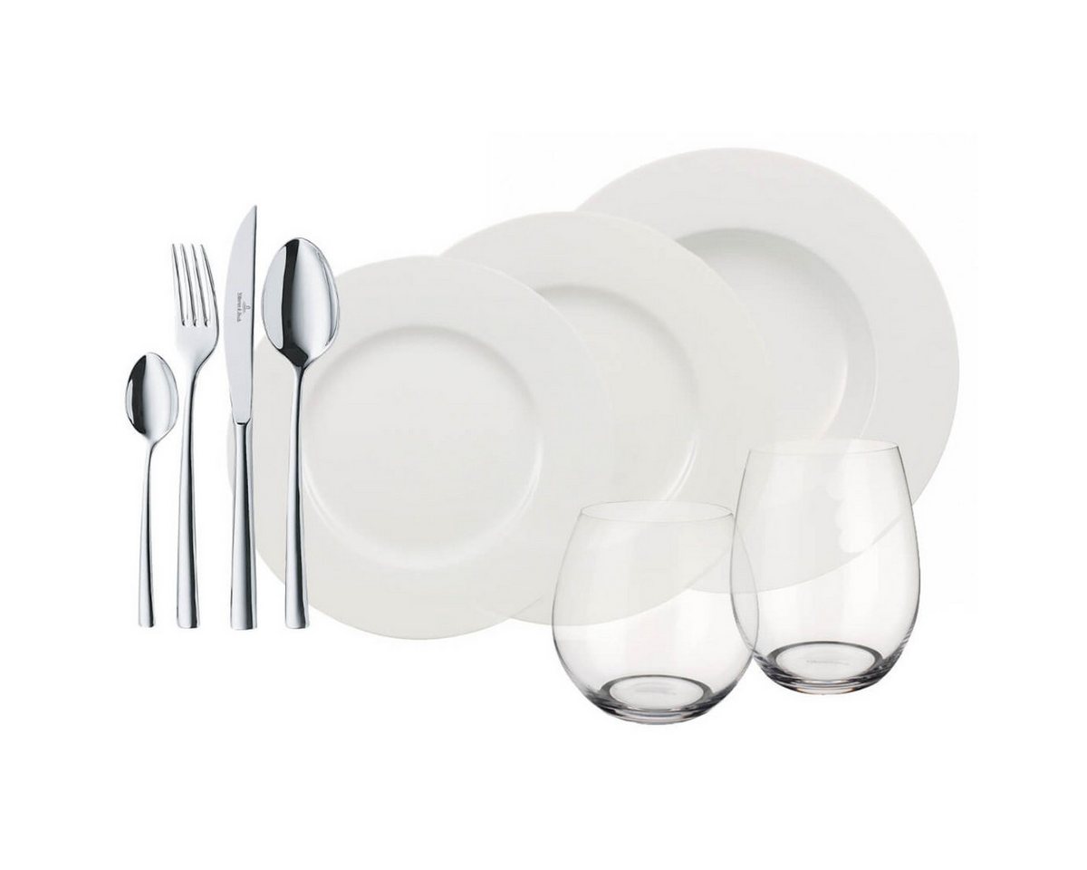 Villeroy & Boch Kombiservice Wonderful World White, Glas, Porzellan, rostfreier Edelstahl 18/10, 36-tlg. von Villeroy & Boch