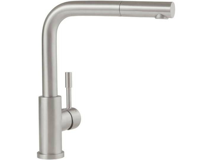Villeroy & Boch Küchenarmatur Steel Shower inkl. ausziehbarer Handbrause (Hochdruck-Armatur, 360° schwenkbar, wassersparend, Edelstahl massiv) Brause mit Rückholfeder von Villeroy-&-Boch