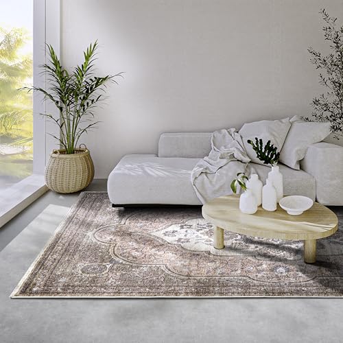 Villeroy & Boch Kurzflor Teppich Renata - Orientalischer Wohnzimmerteppich - Klassischer Fransenteppich für Wohnzimmer, Schlafzimmer, Esszimmer, Flur – Rot Multifarben, 120x170cm von Villeroy & Boch