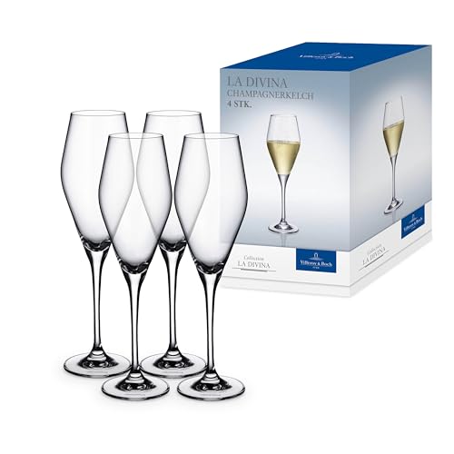 Villeroy & Boch – La Divina Champagnerkelch Set 4 Teilig, Champagner Gläser, Sektkelche, Hochwertige Sektgläser, Sektflöten, Prosecco Gläser, Für Champagner, Sekt, Prosecco Oder Crémant, Kristallglas von Villeroy & Boch