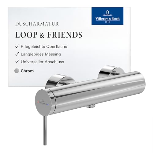 Villeroy & Boch Loop & Friends Duscharmatur, Mischbatterie Dusche mit Rückflussschutz und Keramikkartusche, Einhebelmischer Dusche für Aufputz Montage, rund – Chrom Villeroy & Boch Loop & Friends Duscharmatur, Mischbatterie Dusche mit Rückflussschutz und Keramikkartusche, Einhebelmischer Dusche für Aufputz Montage, rund – Chrom von Villeroy & Boch
