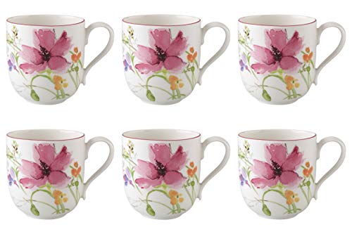 Villeroy & Boch Mariefleur Basic 6er Set Kaffeebecher oval für 260ml Porzellan von CREAFLOR HOME