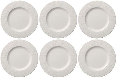 Villeroy&Boch Manufacture Rock Blanc Teller-Set 6-teilig aus Premium Porzellan in der Farbe Weiß, Maße: 27cm x 27cm x 2,1cm, 10-4240-2620 von Villeroy & Boch