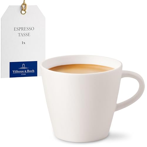 Villeroy und Boch - Manufacture Rock blanc Mokka-/Espressoobertasse, weiße Tasse für Espresso und Mokka aus Premium Porzellan, spülmaschinengeeignet von Villeroy & Boch