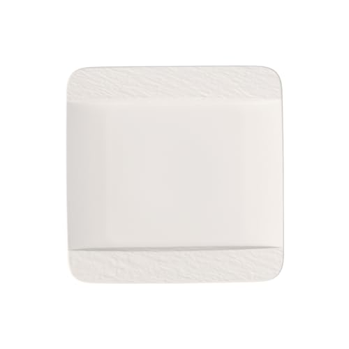 Villeroy und Boch - Manufacture Rock blanc Speiseteller quadratisch, eleganter Essteller aus Premium Porzellan, spülmaschinengeeignet, weiß von Villeroy & Boch