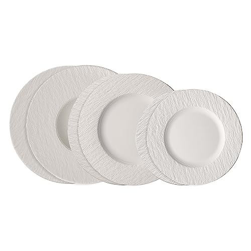 Villeroy & Boch - Manufacture Rock Blanc Teller-Set, 6 Tlg., Geschirr Set FüR 2 Personen, Premium Porzellan, Weiß von Villeroy & Boch