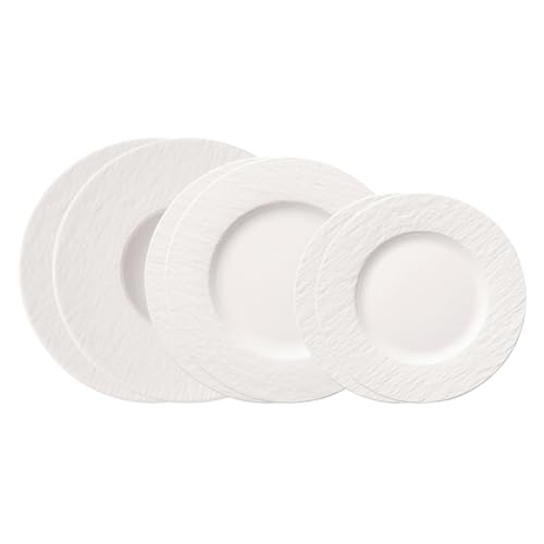 Villeroy & Boch - Manufacture Rock Blanc Teller-Set, 6 Tlg., Geschirr Set FüR 2 Personen, Premium Porzellan, Weiß von Villeroy & Boch