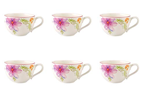 Villeroy & Boch Mariefleur Basic 6er Set Kaffeetassen 290ml weiß bunt Porzellan von Villeroy & Boch