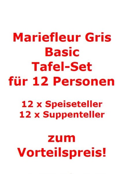 Villeroy & Boch Mariefleur Gris Basic Tafel-Set für 12 Personen / 24 Teile von Villeroy & Boch