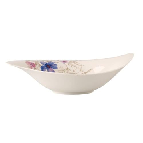 Villeroy und Boch - Mariefleur Gris Serve und Salad Salatschüssel, Schüssel für Beilagen und Salate, 36 x 24 cm, Premium Porzellan, weiß/bunt von Villeroy & Boch