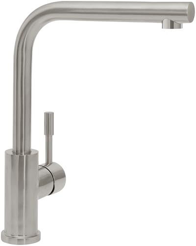 Villeroy & Boch Modern Steel Küchenarmatur, Niederdruck, Wasserhahn Küche mit Keramikkartusche und 360° Schwenkbereich, Spültischarmatur wassersparend, Auslauf Höhe 281mm, Edelstahl massiv von Villeroy & Boch