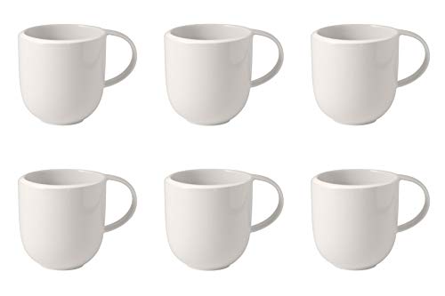 Villeroy & Boch - NewMoon Tasse mit Henkel, 6 Stück, 390 ml, 12,5 x 9 x 9,5 cm, trendige Tasse für Tee und Kaffee, spülmaschinen-, mikrowellengeeignet, weiß von Villeroy & Boch