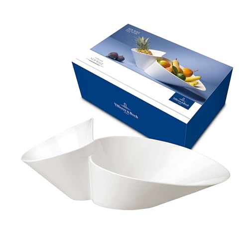 Villeroy & Boch – Newwave Eye-Catcher Doppelschale, Spülmaschinenfest, Mikrowellensicher, Salatschüssel, Schale, Obstschale, Snackschale, Geschirr Weiß, Groß, Premium Porzellan von Villeroy & Boch