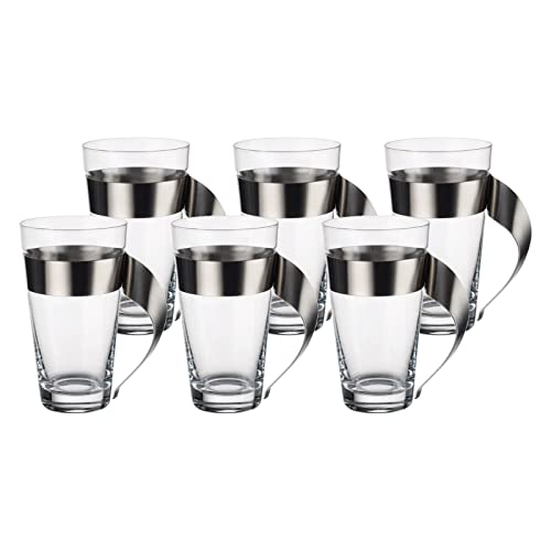 Villeroy & Boch - NewWave Latte Macchiato-Glas, 500 ml, 6er Set, 15 cm, trendiges Design, Kristallglas, Edelstahl, spülmaschinengeeignet von Villeroy & Boch