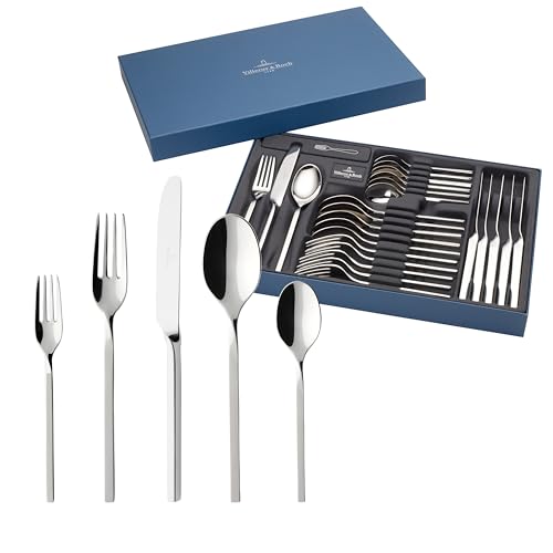 Villeroy & Boch – Newwave Tafelbesteck 30 Teilig Für 6 Personen, Spülmaschinenfest, Besteck Set, Essbesteck Set, Besteckset Mit Messer, Gabel, Löffel, Edelstahl von Villeroy & Boch