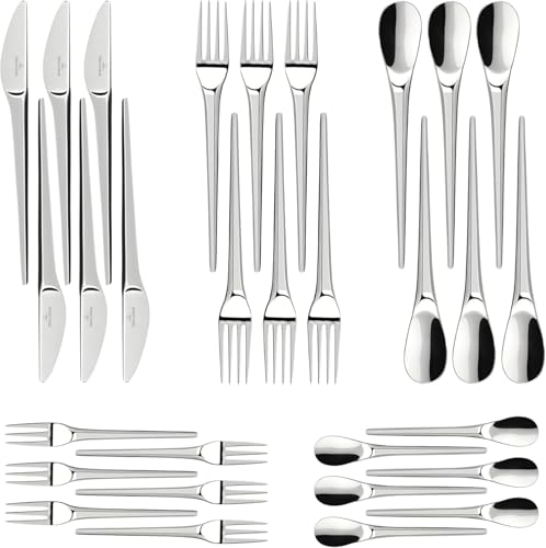 Villeroy & Boch - Newmoon Besteck Set 30 teilig 6 Personen, Spülmaschinenfest, Besteckset, Tafelbesteck, Cutlery Set, Essbesteck Set, Gabel, Messer, Löffel, Edelstahl von Villeroy & Boch