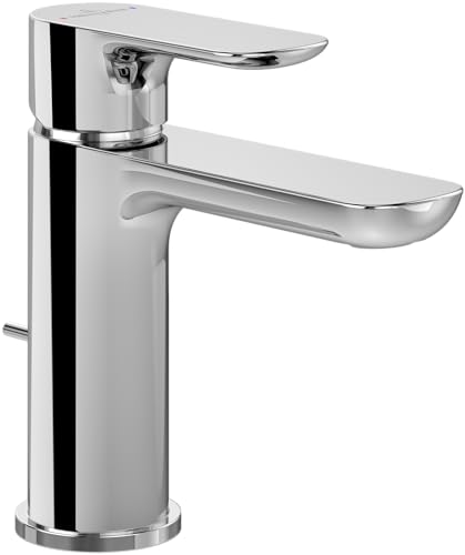 Villeroy & Boch O.novo Waschtischarmatur, Wasserhahn Bad mit Zugstange und Keramikkartusche, Waschbeckenarmatur wassersparend, Auslauf Höhe 105mm, rund, Chrom von Villeroy & Boch