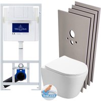 Villeroy&boch - Pack wc Vorwandelement + sat Infinitio spülrandlose Toilette + WC-Deckel mit Soft-Close + Weiße Platte + Verkleidungsset von Villeroy & Boch