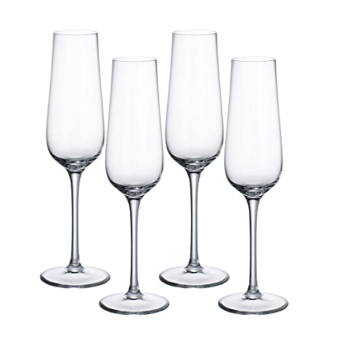 Villeroy & Boch Purismo Specials Champagnerkelch 4 Stück Nr. 1137810070 und 4er Set EKM Living Edelstahl Strohhalme von Villeroy & Boch