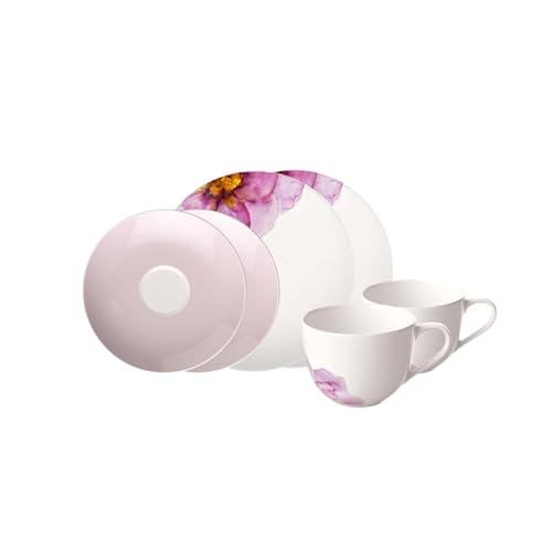 Villeroy & Boch - Rose Garden Kaffee-Set, 6 Tlg., Geschirr Set FüR 2 Personen, Premium Porzellan von Villeroy & Boch