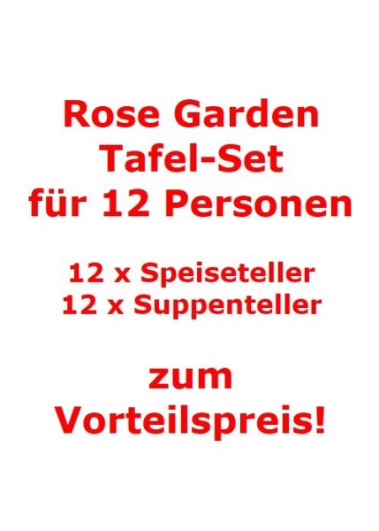 Villeroy & Boch Rose Garden Tafel-Set für 12 Personen / 24 Teile von Villeroy & Boch