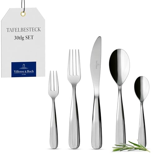 Villeroy & Boch – Rose Garden Besteckset 30tlg. Silber/Platin, Spülmaschinenfest, Besteck, Tafelbesteck, Besteck Set 6 Personen, Edelstahl von Villeroy & Boch