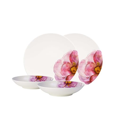 Villeroy & Boch – Rose Garden Geschirr-Set 4 teilig für 2 Personen Blumig, Spülmaschinenfest, Mikrowellensicher, Rosa Teller Set Blumen, Geschirrsett, Speiseteller, Suppenteller, Premium Porzellan Villeroy & Boch – Rose Garden Geschirr-Set 4 teilig für 2 Personen Blumig, Spülmaschinenfest, Mikrowellensicher, Rosa Teller Set Blumen, Geschirrsett, Speiseteller, Suppenteller, Premium Porzellan von Villeroy & Boch