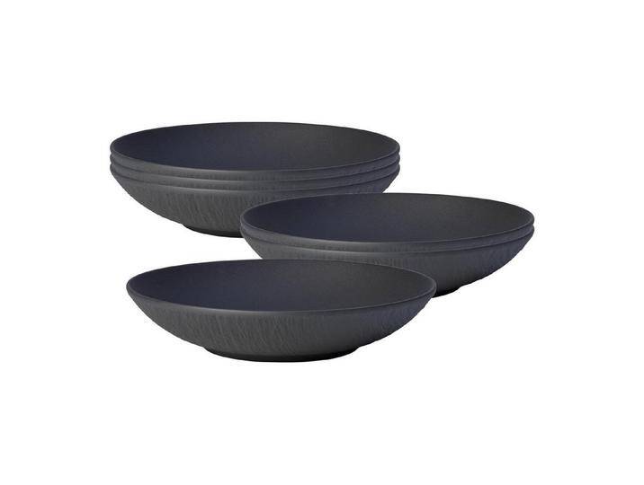 Villeroy & Boch Schale Manufacture Rock Schale flach ø 23,5 cm 6er Set, Porzellan, (6 Schalen, 6-tlg), schwarz von Villeroy-&-Boch