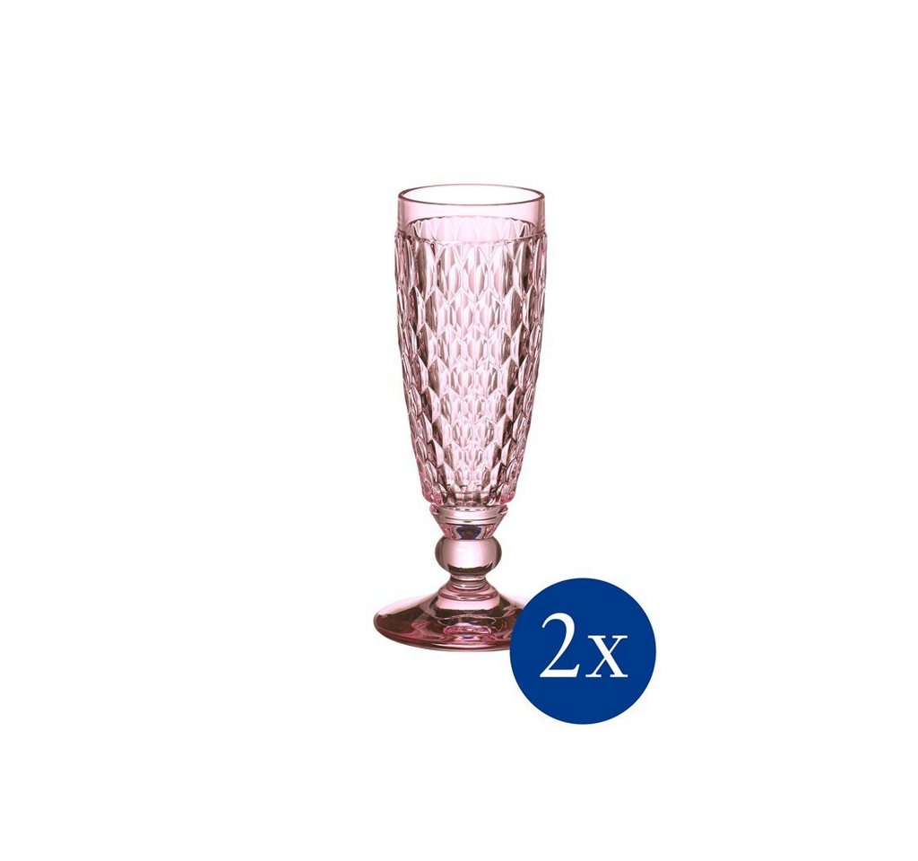 Villeroy & Boch Sektglas Boston coloured Sektkelch rose, Set 2tlg., Glas von Villeroy & Boch
