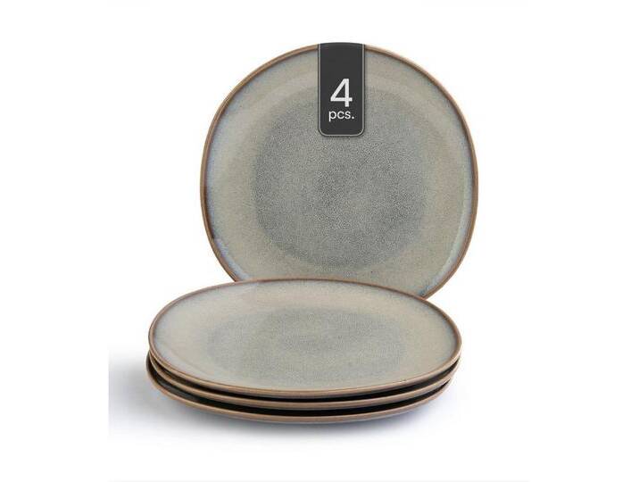 Villeroy & Boch Speiseteller LAVE, Beige, Grau, Ø 28 cm, Steingut, (4 St), Reaktivglasur, Made in Germany, beige braun grau von Villeroy-&-Boch
