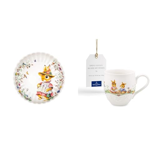 Villeroy & Boch – Spring Fantasy Mittelgroße Schale Mit Hasenmotiv Anna 710 Ml & Spring Fantasy Becher Mit Henkel Blumenwiese von Villeroy & Boch