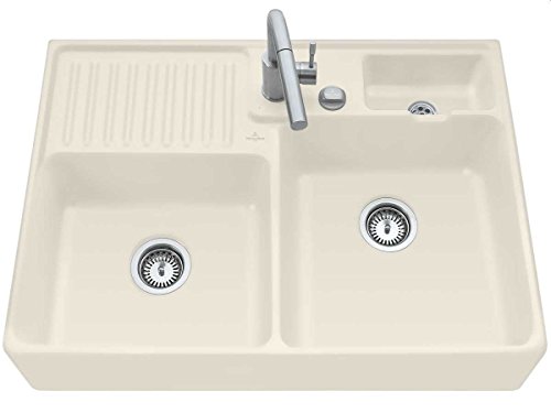 Villeroy & Boch Spülstein Doppelbecken Ivory Beige Keramik Aufsatz Spüle Modul von Villeroy & Boch