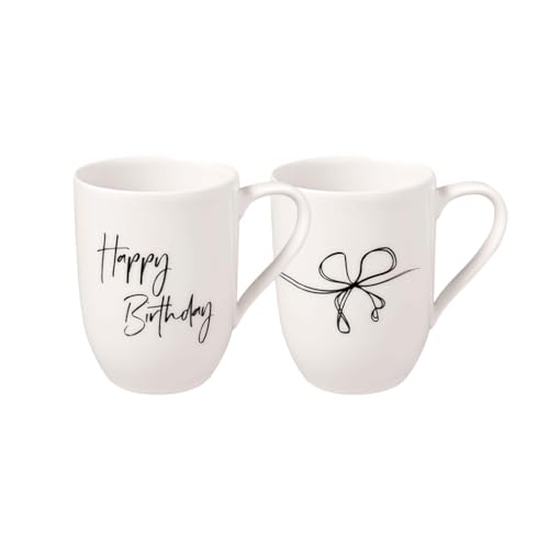 Villeroy & Boch - Statement Becher-Set Happy Birthday 2Tlg., 280 Ml, Premium Porzellan, Weiß von Villeroy & Boch