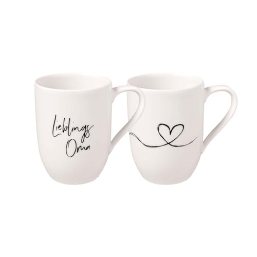 Villeroy & Boch - Statement Becher-Set Lieblingsoma 2 Tlg., 280Ml, Premium Porzellan, Weiß von Villeroy & Boch