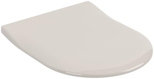 Villeroy & Boch Subway 2.0 WC-Sitz SlimSeat, Toilettendeckel mit Absenkautomatik, abnehmbarer Toilettensitz aus bruchsicherem Duroplast, Klodeckel Original Ersatzteil, D-Form, Pergamon, glänzend von Villeroy & Boch
