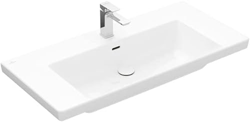 Villeroy & Boch Subway 3.0 Schrankwaschtisch, 1000 x 470 mm, 1 Hahnloch, mit Überlauf, ungeschliffen, 4A70A5, Farbe: Weiß Ceramicplus von Villeroy & Boch