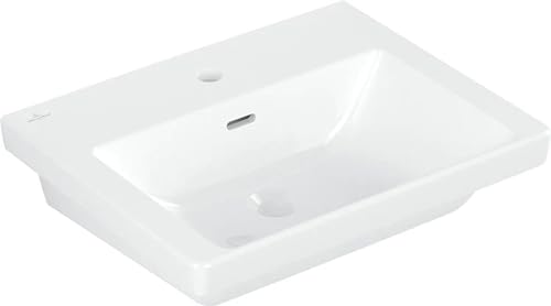 Villeroy & Boch Subway 3.0 Schrankwaschtisch, 550 x 440 mm, 1 Hahnloch, mit Überlauf, ungeschliffen, 4A7055, Farbe: weiß-alpin von Villeroy & Boch