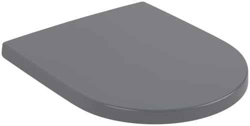 Villeroy & Boch Subway 3.0 WC-Sitz, Toilettendeckel mit Absenkautomatik, abnehmbarer Toilettensitz aus bruchsicherem Duroplast, Klodeckel Original Ersatzteil, D-Form, Graphite, matt von Villeroy & Boch