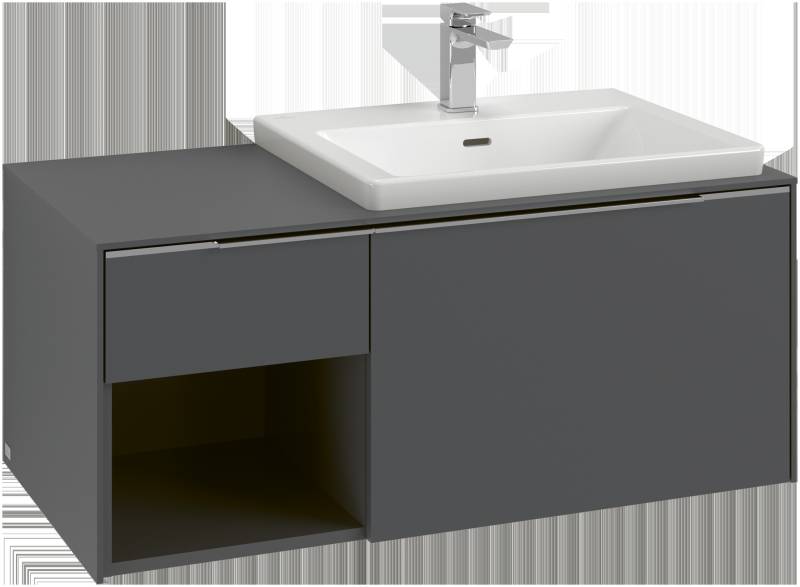 Villeroy & Boch Subway 3.0 Waschbeckenunterschrank, 2 Auszüge, Waschbecken rechts, Regalelement unten links, 1001x422,5x516mm, C57100AH von Villeroy & Boch