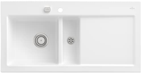 Villeroy & Boch Subway 60 Einbauspüle, inklusive Ablaufgarnitur mit Excenterbetätigung, aus Keramik, 1000 x 510 mm, Stone White CeramicPlus von Villeroy & Boch