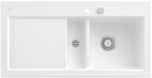 Villeroy & Boch Subway 60 Einbauspüle, inklusive Ablaufgarnitur mit Excenterbetätigung, aus Keramik, 1000 x 510 mm, Stone White CeramicPlus von Villeroy & Boch