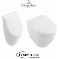 Villeroy&boch - Subway Urinal mit Wand wc 2.0 spülrandlos CeramicPlus & QuickRelease SoftClose Slim WC-Sitz, weiß alpin von Villeroy & Boch
