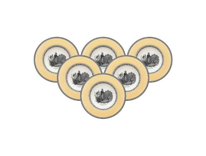 Villeroy & Boch Suppenteller Audun Chasse Suppenteller ø 24,2 cm 6er Set, (6 St), gelb grau weiß von Villeroy-&-Boch