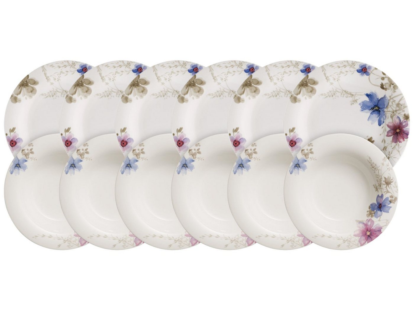 Villeroy & Boch Tafelservice Mariefleur Gris Basic Tafelset 12tlg., Premium Porcelain von Villeroy & Boch
