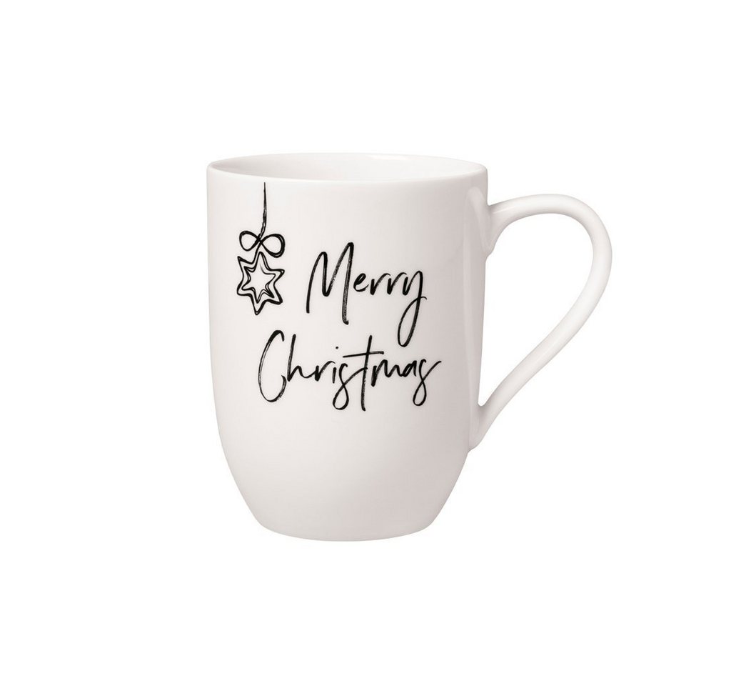 Villeroy & Boch Tasse Statement Becher mit Henkel Merry Christmas, Porzellan von Villeroy & Boch