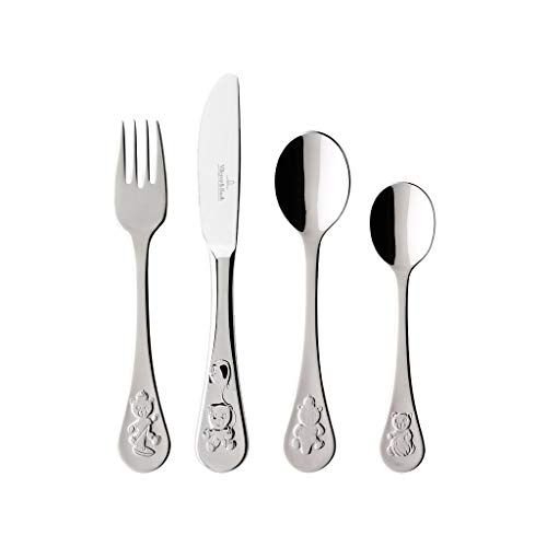 Villeroy und Boch Teddy Kinderbesteck 4-teilig, 18/10 Edelstahl, Silber, 21,5 x 15 x 2,5 cm von Villeroy & Boch