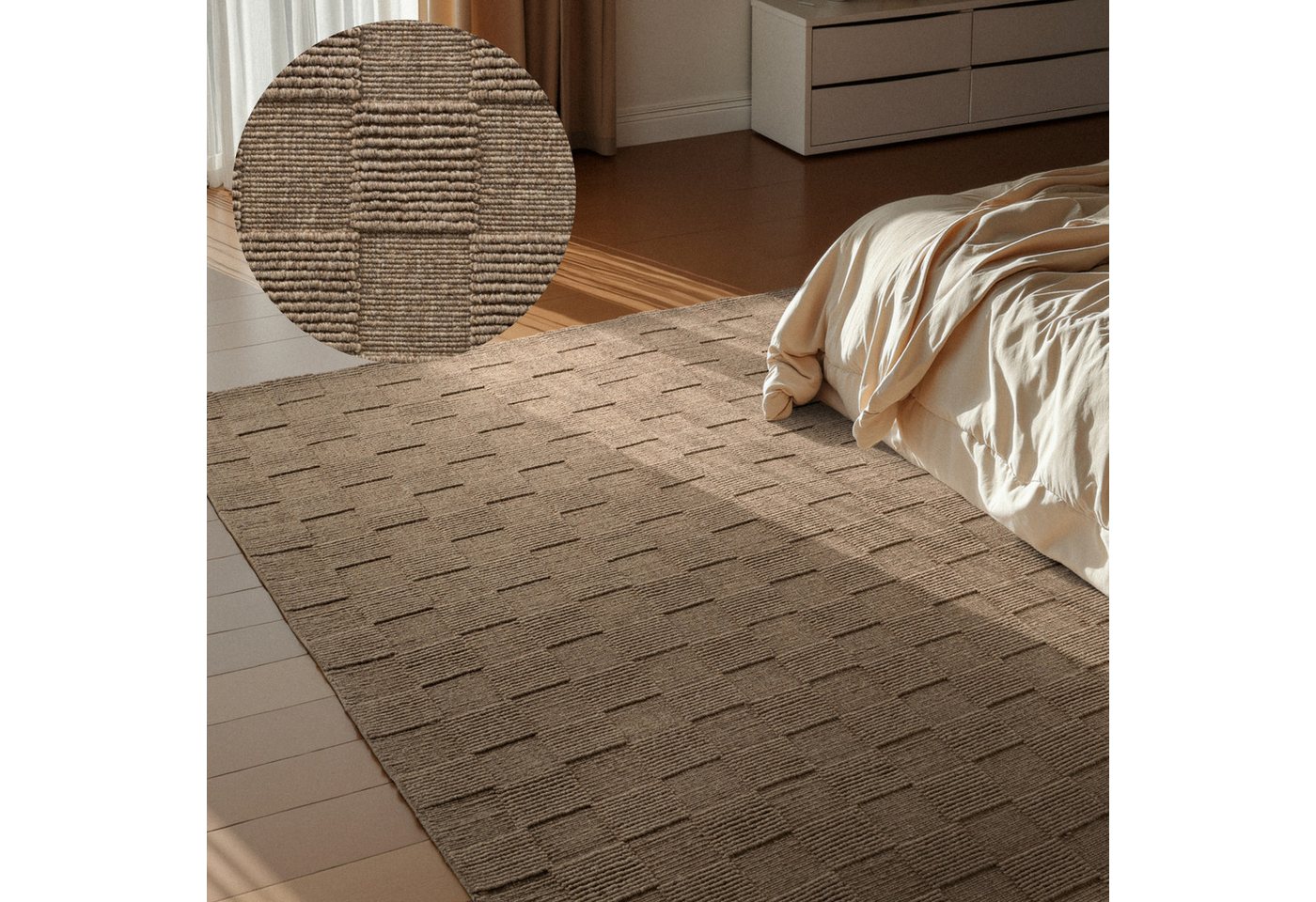 Villeroy & Boch Wollteppich Scala, rechteckig, Höhe: 10 mm, Handgewebt, Wolle, Kariert, Natur, 3D-Struktur, Karo, Wohnzimmer Villeroy & Boch Wollteppich Scala, rechteckig, Höhe: 10 mm, Handgewebt, Wolle, Kariert, Natur, 3D-Struktur, Karo, Wohnzimmer von Villeroy & Boch