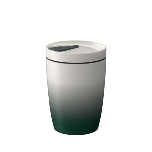 Villeroy & Boch To Go Becher S green, 2-teilig, 290 ml, Premium Porzellan/Silikon, Weiß/Grün, 1 Stück (1er Pack) von Villeroy & Boch